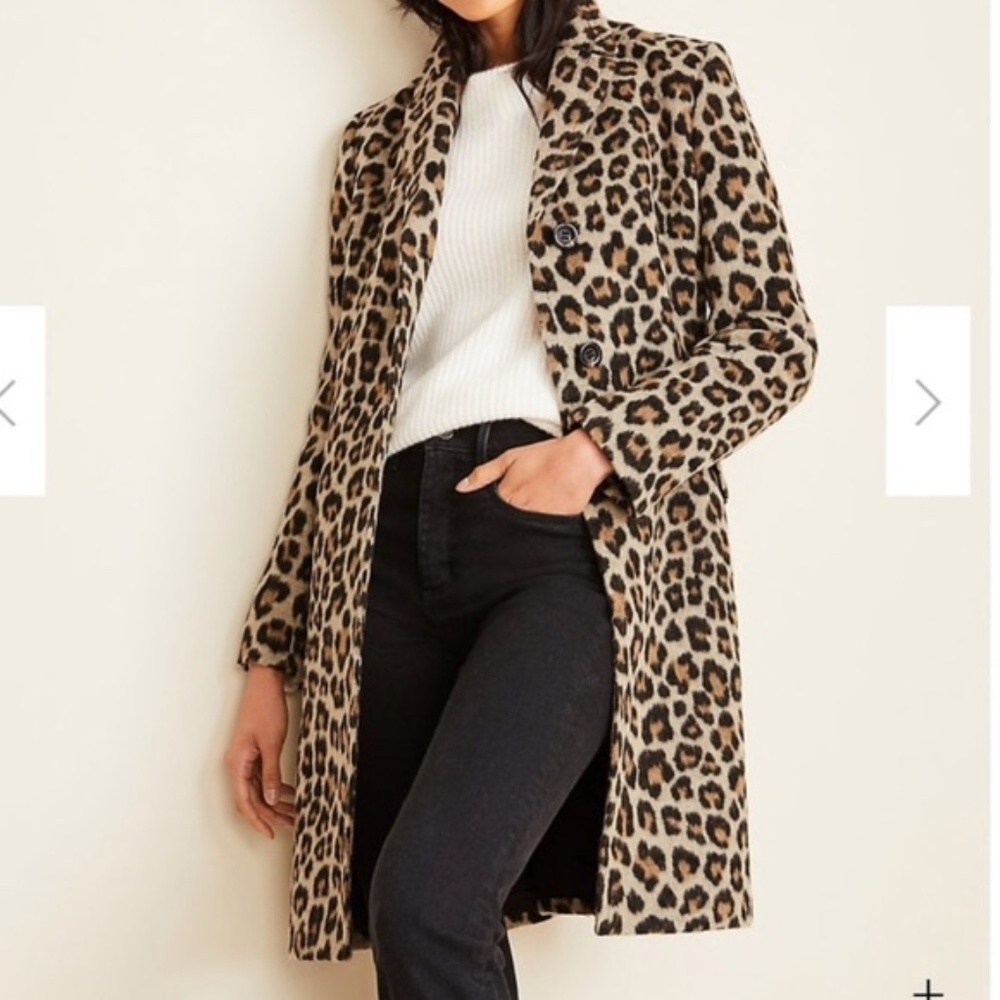 Ann Taylor XS/S Brushed Leopard Print Chesterfield Coat